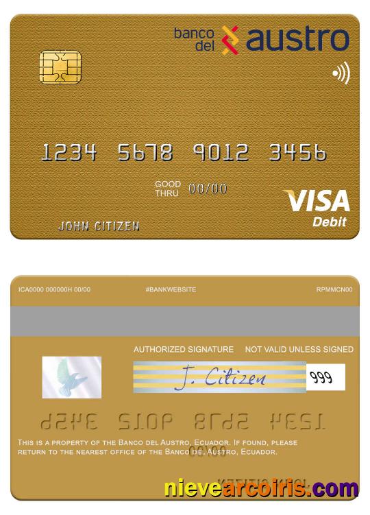 Ecuador Banco del Austro visa debit card